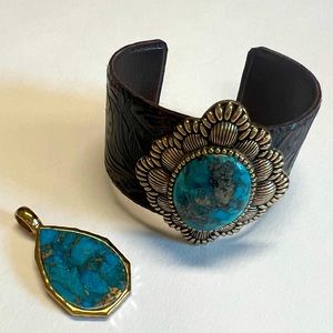 Barse leather cuff and pendant